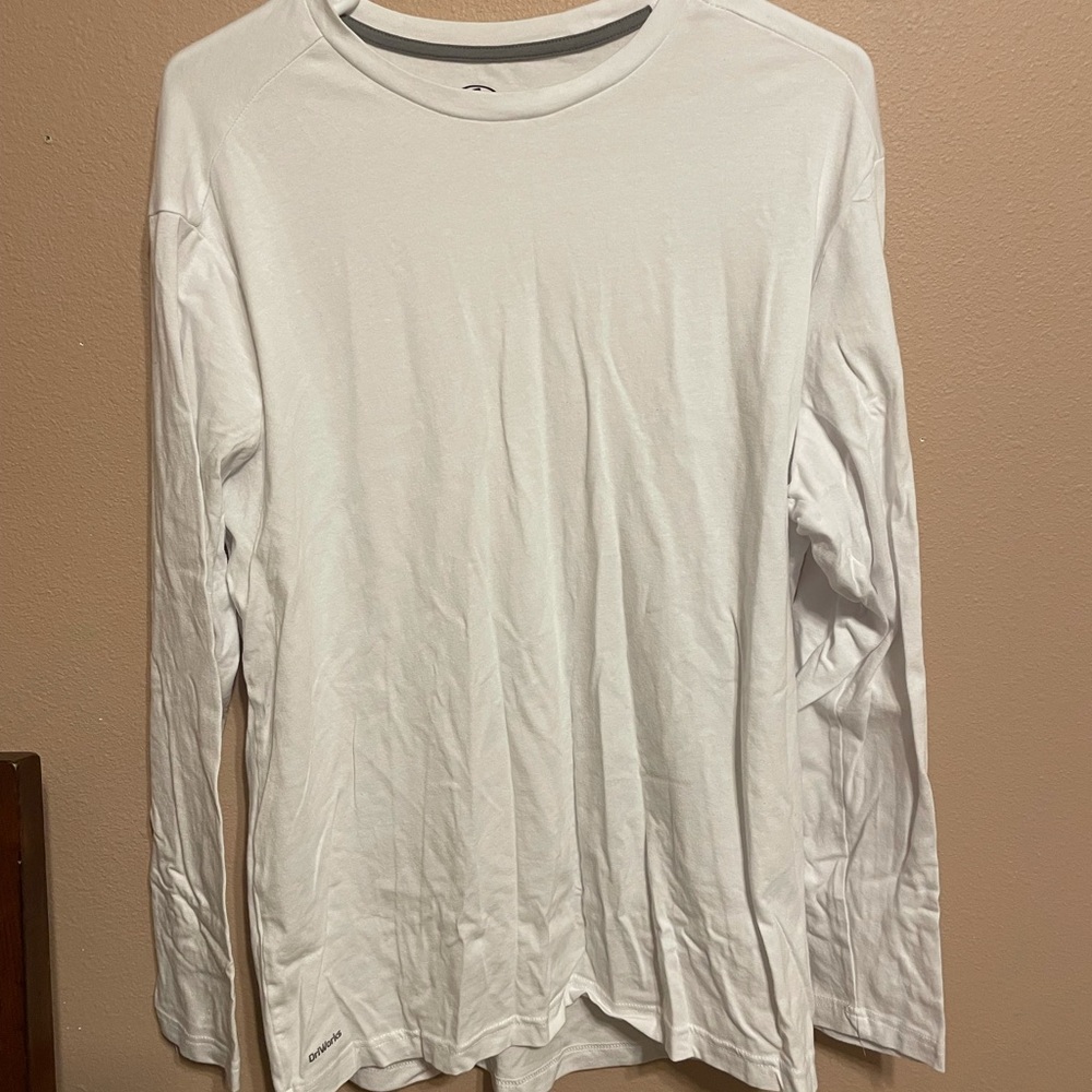 Plain White DriWorks Long Sleeve Tee